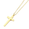 Ion Plating(IP) 304 Stainless Steel Cable Chain Religion Cross Pendant Necklaces for Women NJEW-K276-05A-G-1