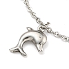 Non-Tarnish 304 Stainless Steel Cable Chains Dolphin Charm Bracelets BJEW-P334-03P-2