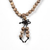 Wrap Style Buddhist Jewelry Camphorwood Round Beaded Bracelets or Necklaces BJEW-R281-37-4