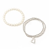 2Pcs 2 Style Alloy Heart Charm Multi-strand Bracelets Set BJEW-JB08158-03-4