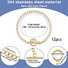 12Pcs 304 Stainless Steel Twisted Curb Chains Bracelets BJEW-SC0001-61G-2