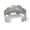 Titanium Steel Chunk Leaf Open Cuff Bangles for Women BJEW-G719-17P-3