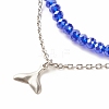 2Pcs 2 Style 304 Stainless Steel Whale Tail Charm Anklets Set AJEW-AN00491-5
