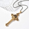 Religion 201 Stainless Steel Enamel Saint Benedict Crucifix Cross Pendant 304 Stainless Steel Box Chain Necklaces SA-CBA3211-03GP-1