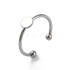 Non-Tarnish Adjustable 304 Stainless Steel Finger Rings Components STAS-K278-04A-P-1