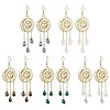 Mixed Gemstone Chip & Alloy Dangle Earrings EJEW-JE05885-1