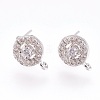 Brass Micro Pave Cubic Zirconia Stud Earring Findings KK-F753-10P-RS-1