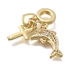 Brass Micro Pave Clear Cubic Zirconia European Dangle Charms KK-D431-033G-G-2