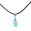Angel Shape Alloy with Glass Pendant Necklaces NJEW-JN04560-3