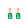Fashionable stainless steel earrings with rectangular zirconia studs and diamond inlays. JJ6846-1-1