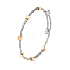 Duo Tone 304 Stainless Steel Cube Bead Cuff Bangles for Women SA-CBA2192-01GP-4