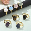 Hexagon Natural & Synthetic Gemstone Finger Rings RJEW-B113-02G-1