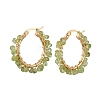 3 Pairs 3 Size Natural Peridot Chips Hoop Earrings EJEW-JE05710-02-4