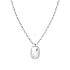 Rectangle with Star 925 Sterling Silver Micro Pave Cubic Zirconia Pendant Necklaces NJEW-K279-02S-4