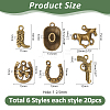 120Pcs 6 Styles Tibetan Style Alloy Pendants FIND-HS0002-13B-2