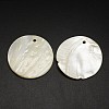 Flat Round Freshwater Shell Pendants SHEL-M005-39-1