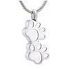 Stainless Steel Double Paw Print Urn Ashes Pendant Necklace BOTT-PW0002-032S-1