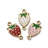 304 Stainless Steel Enamel Strawberry Connector Charms STAS-A121-02G-1