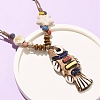 Ceramic Fish Pendant Adjustable Waxed Cord Necklaces for Women LS-NJEW-B146-01-3