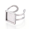 304 Stainless Steel Open Cuff Ring Components STAS-S080-041H-P-3