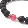 Natural Lava Rock & Dyed Agate Beaded Stretch Bracelets BJEW-JB09178-5