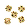Flower Brass Micro Pave Cubic Zirconia Bead Caps KK-K300-01A-G-1