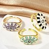 Brass Enamel Cuff Rings for Women RJEW-L113-027G-3