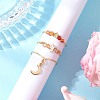 3Pcs Copper Wire Wrapped Gemstone Faceted Round Bead Finger Rings for Women RJEW-JR00887-3