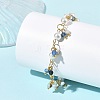 Natural Agate(Dyed & Heated) Faceted Round Beaded Chain Bracelets for Women BJEW-JB14248-01-2