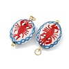 304 Stainless Steel & Brass & Porcelain Pendants PALLOY-JF05878-2