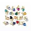 Real 18K Gold Plated Rack Plating Brass Micro Pave Clear Cubic Zirconia Pendants KK-C015-17G-1