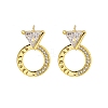 Rack Plating Brass Micro Pave Clear Cubic Zirconia Stud Earrings EJEW-T021-07G-1