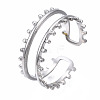 Non-Tarnish 304 Stainless Steel Double Line Open Cuff Ring RJEW-T023-20P-3