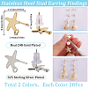 SUNNYCLUE 40Pcs 2 Colors Starfish Shape 201 Stainless Steel Stud Earring Findings STAS-SC0007-94-2