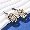 304 Stainless Steel Two Tone Oval Dangle Stud Earrings EJEW-L304-04GP-1