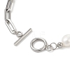 Natural Baroque Pearl Beaded Necklace & Bracelet with 304 Stainless Steel Paperclip Chains SJEW-JS01262-9