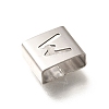 Letter Style 304 Stainless Steel Square Slide Charms STAS-L132-05W-2