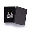 Teardrop Natural Quartz Crystal Dangle Earrings EJEW-JE02998-02-3