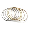 7Pcs 3 Colors PVD Vacuum Plating 202 Stainless Steel Bangle Sets BJEW-M317-12-1