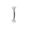 304 Stainless Steel Flat Round Cubic Zirconia Eyebrow Curved Barbell Rings WG8201B-03-1