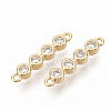 Brass Micro Pave Clear Cubic Zirconia Links connectors X-ZIRC-T011-11G-NF-1