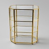 3-Tier Hexagon Glass Jewelry Organizer Display Cases with Iron Frame ODIS-WH0025-335A-1