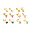 304 Stainless Steel Enamel with Glitter Stud Earrings EJEW-B009-25G-1