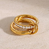 Stainless Steel Micro Pave Clear Cubic Zirconia Stacking Finger Rings FS-WGF4BA8-01-4