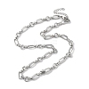 304 Stainless Steel Oval & Ring Link Chain Necklaces for Women NJEW-D056-02P-1