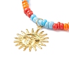 Brass Sun Pendant Necklace with Glass Seed Beaded for Women NJEW-JN03929-3
