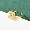 Brass Micro Pave Cubic Zirconia Cuff Rings for Women RJEW-B153-03G-1