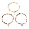 3Pcs 3 Styles Cross 201 Stainless Steel Charm Bracelets BJEW-JB14028-2