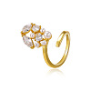 Brass & Clear Cubic Zirconia & Plastic Pearl Cuff Rings FS-WG38E75-03-1