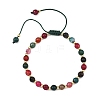Adjustable Natural Agate Faceted Beads & Brass Spacer Beads Braided Bead Bracelets for Women Men BJEW-JB14075-3